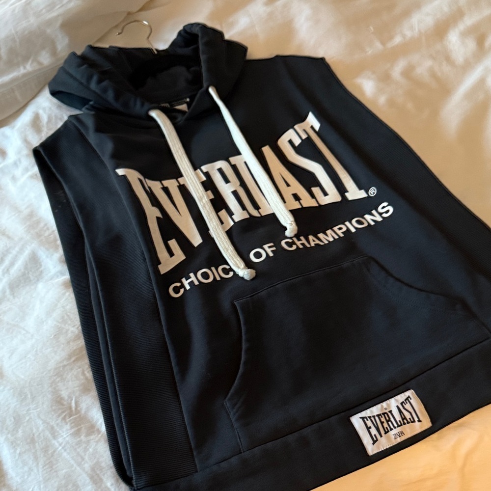 ZARA x Everlast Navy oversized Sleeveless Hoodie